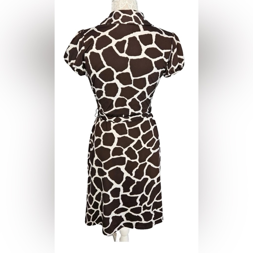 Rare Edition Brown and White Wrap Dress - Picture 8 of 8